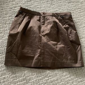 Brown satin skirt with pockets